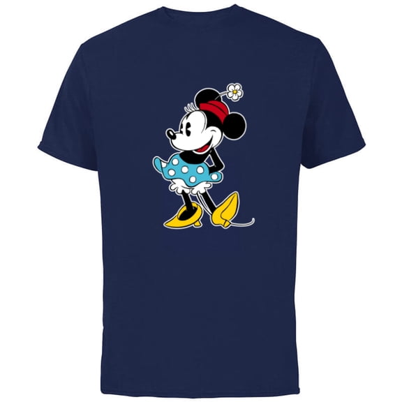 Disney Minnie Mouse Flower Hat - Short Sleeve Cotton T-Shirt for Adults -Customized-Navy