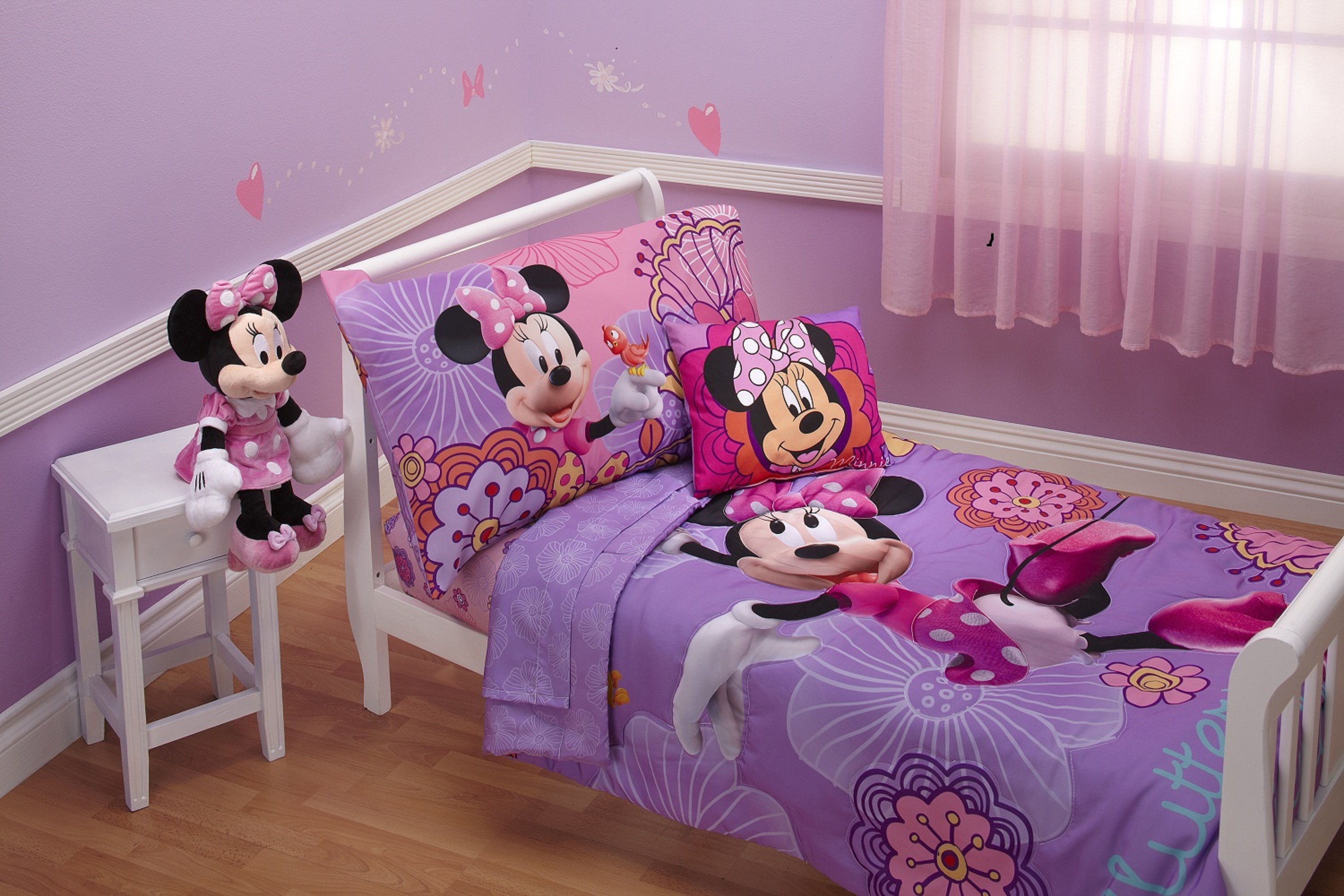 Disney Minnie Mouse Fluttery Friends 4-Pieces Toddler Bedding Set, Preschool Girl - image 1 of 8