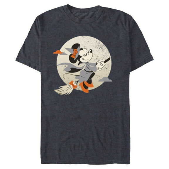 Disney Minnie Mouse Flying Witch Costume Halloween - Short Sleeve Blended T-Shirt for Adults - Customized-Navy Heather