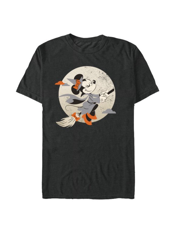 Minnie Mouse Flying Witch Costume Halloween - Short Sleeve Blended T-Shirt for Adults - Customized-Dark Heather