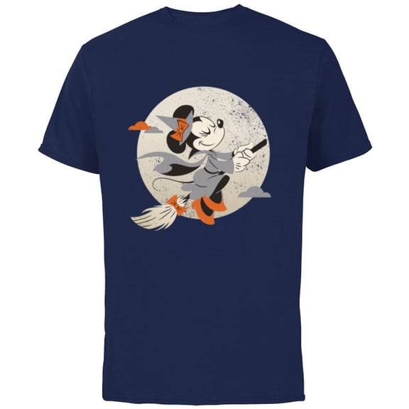 Disney Minnie Mouse Flying Witch Costume Halloween - Short Sleeve Cotton T-Shirt for Adults - Customized-Navy