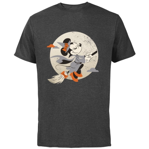 Disney Minnie Mouse Flying Witch Costume Halloween - Short Sleeve Cotton T-Shirt for Adults - Customized-Charcoal