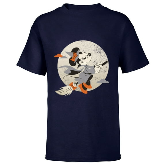 Disney Minnie Mouse Flying Witch Costume Halloween - Short Sleeve T-Shirt for Kids - Customized-Navy