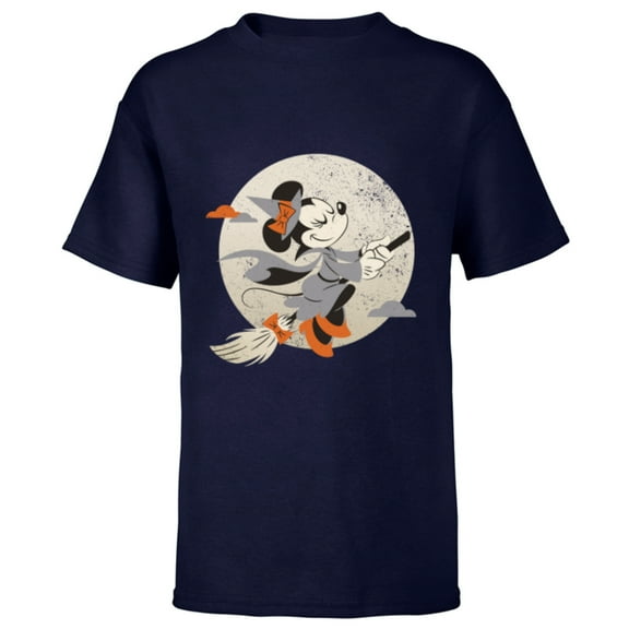 Disney Minnie Mouse Flying Witch Costume Halloween - Short Sleeve T-Shirt for Kids - Customized-Navy