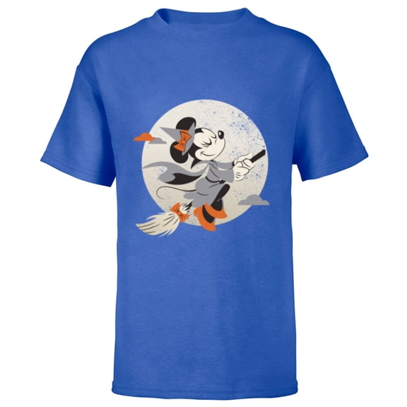 Disney Minnie Mouse Flying Witch Costume Halloween - Short Sleeve T-Shirt for Kids - Customized-Royal