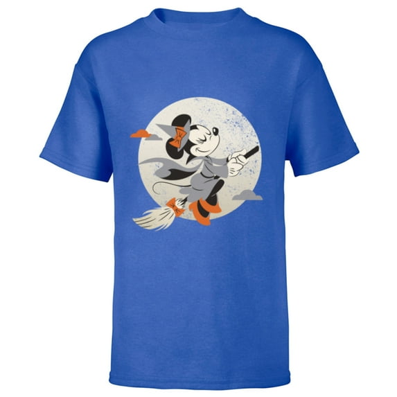 Disney Minnie Mouse Flying Witch Costume Halloween - Short Sleeve T-Shirt for Kids - Customized-Royal