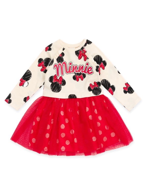 Minnie Mouse Little Girls' Long Sleeve Tutu Dress Red