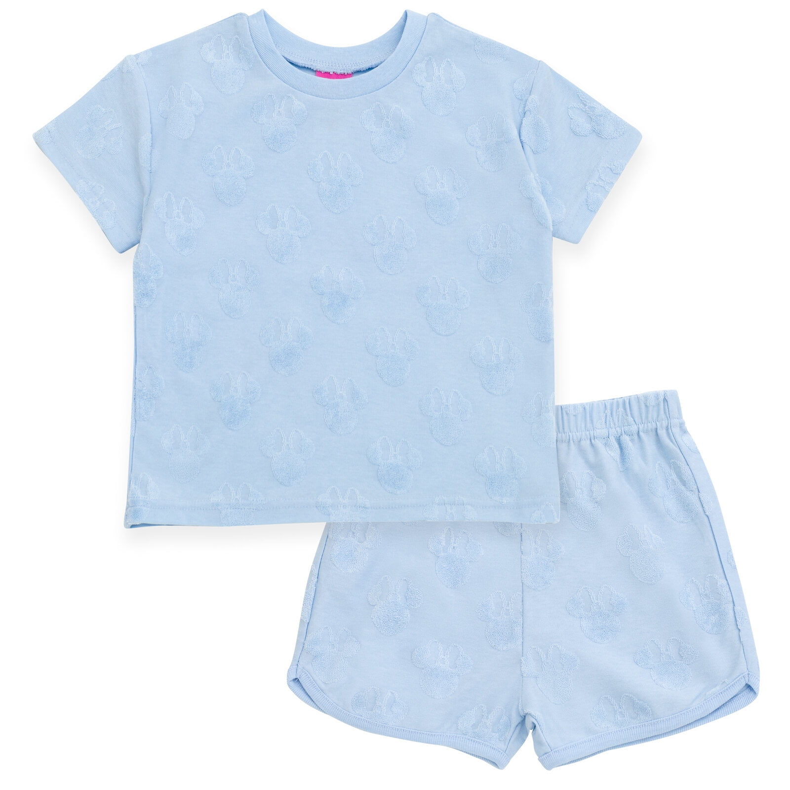 Disney Minnie Mouse French Terry Drop Shoulder T-Shirt and Dolphin Shorts Outfit Set Infant to Little Kid