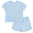 thumbnail image 1 of Disney Minnie Mouse French Terry Drop Shoulder T-Shirt and Dolphin Shorts Outfit Set Infant to Little Kid, 1 of 5