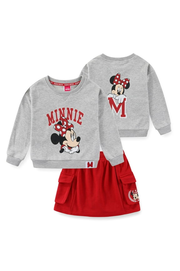 Minnie Mouse French Terry Sweatshirt and Skort Skirt Set (Girls), 2 Piece Set, Sizes 2T-6