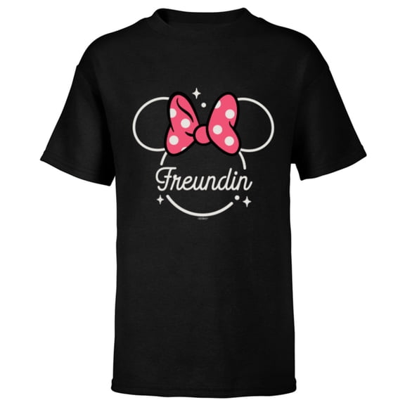 Disney Minnie Mouse Freundin Head Icon Magic Friend German- Short Sleeve T-Shirt for Kids - Customized-Black