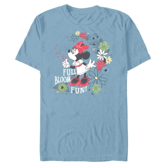 Disney Minnie Mouse Full Bloom Fun! Flowers Botanical Garden - Short Sleeve Blended T-Shirt for Adults - Customized-Ocean Blue