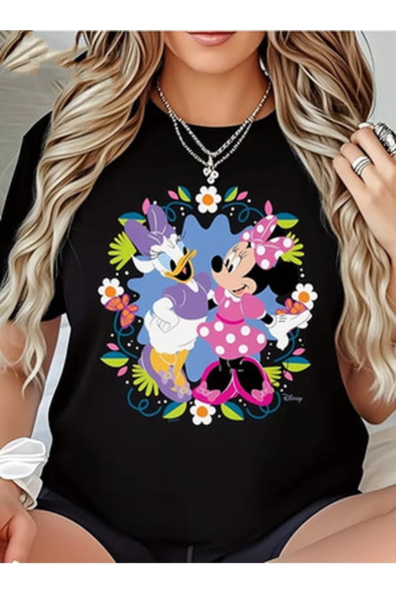 Minnie Mouse Funny T-Shirt Classic Disney Cartoon Tee Gift for Family Friends, Unisex S-5XL