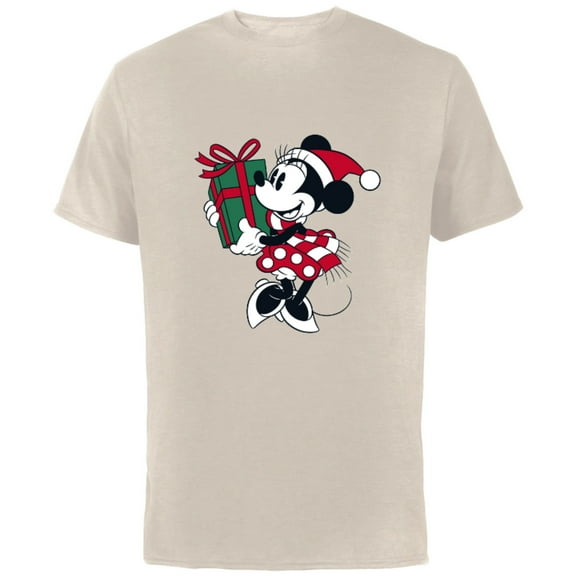 Disney Minnie Mouse Gift Holiday - Short Sleeve Cotton T-Shirt for Adults - Customized-Natural