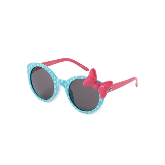 Disney Minnie Mouse Blue and White Polka Dot Girls Brow Bar Sunglasses
