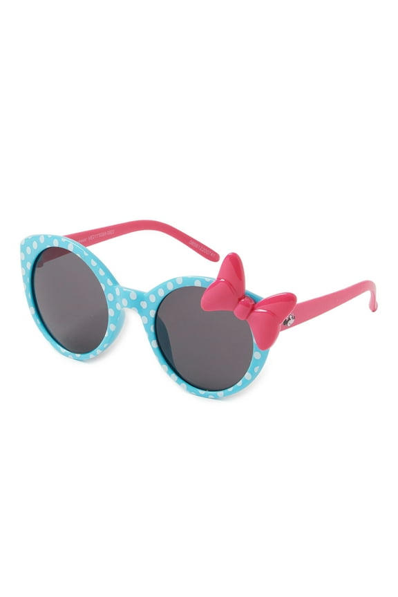 Minnie Mouse Blue and White Polka Dot Girls Brow Bar Sunglasses