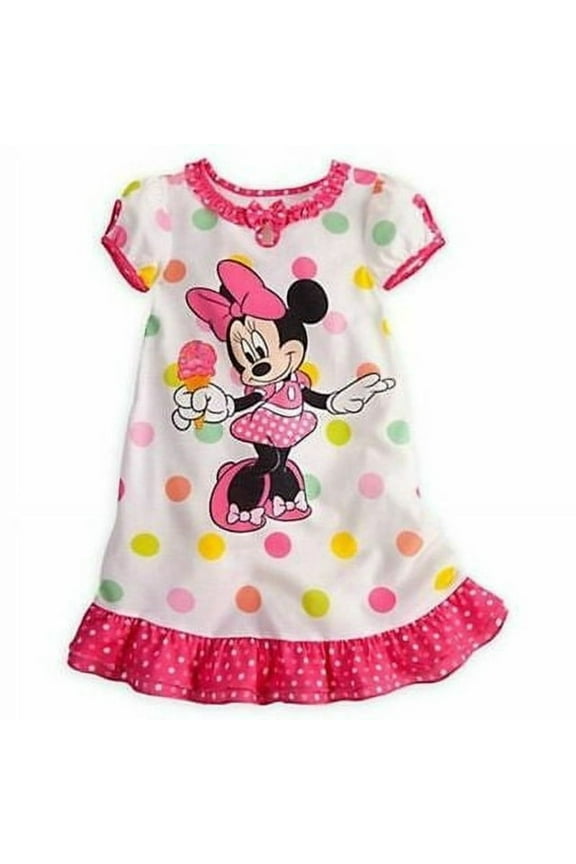 Minnie Mouse Girl's Polka Dot and Ice Cream Nightgown, Gown (Size 4)