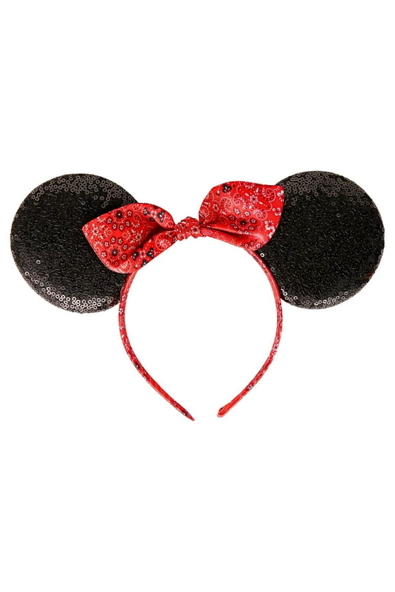 , Minnie Mouse, Girl's Red Glitter Bandana Bow Headband