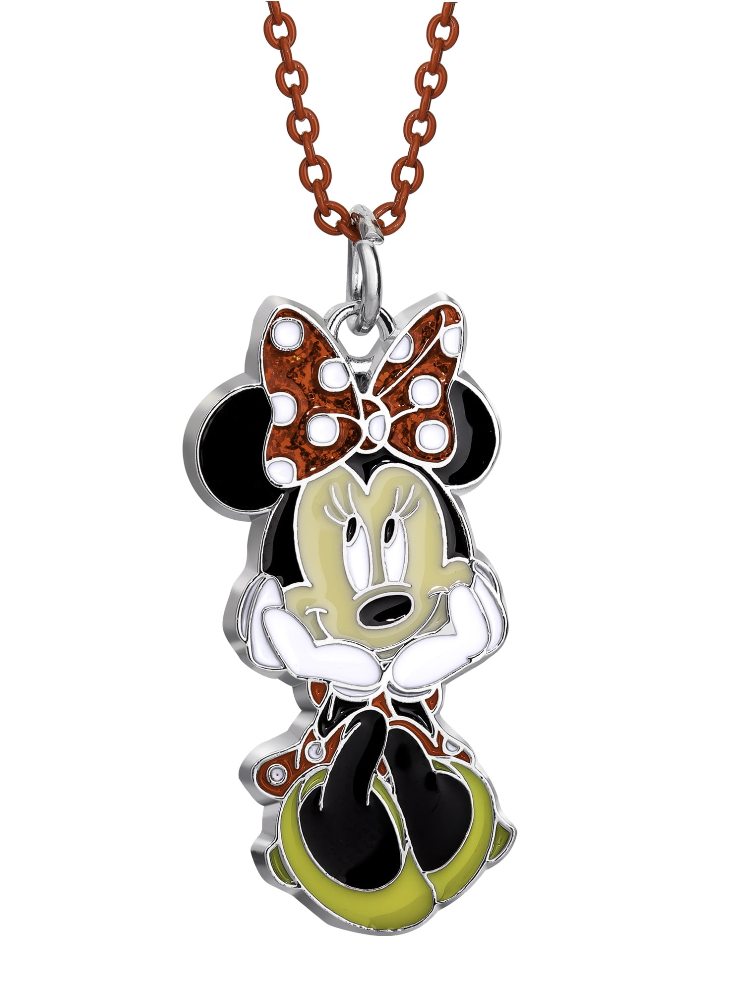Disney Minnie Mouse Girl's/Tween Fashion Charm Necklace, 16” Chain