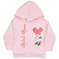 thumbnail image 1 of Disney Minnie Mouse Girl's Zip-Up Hoodie - Minnie Autograph Long Sleeve Hooded Sweatshirt for Kids and Toddlers (4-6X), 1 of 9