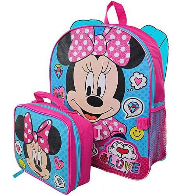 Disney Minnie Mouse Girls 16" Cargo School Backpack With Detachable Lunch Bag