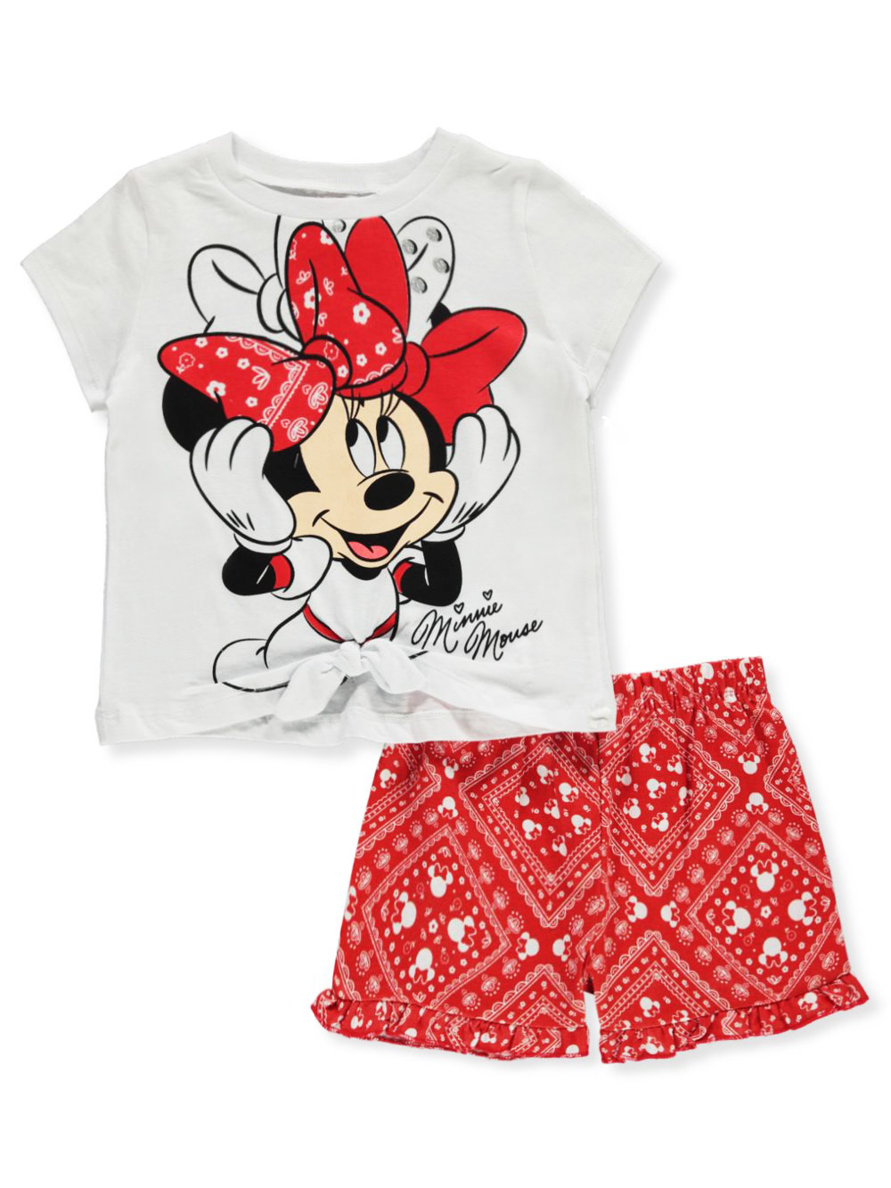 Disney Minnie Mouse Girls' 2-Piece Blush Shorts Set Outfit - white/multi, 4t (Toddler) - image 1 of 3
