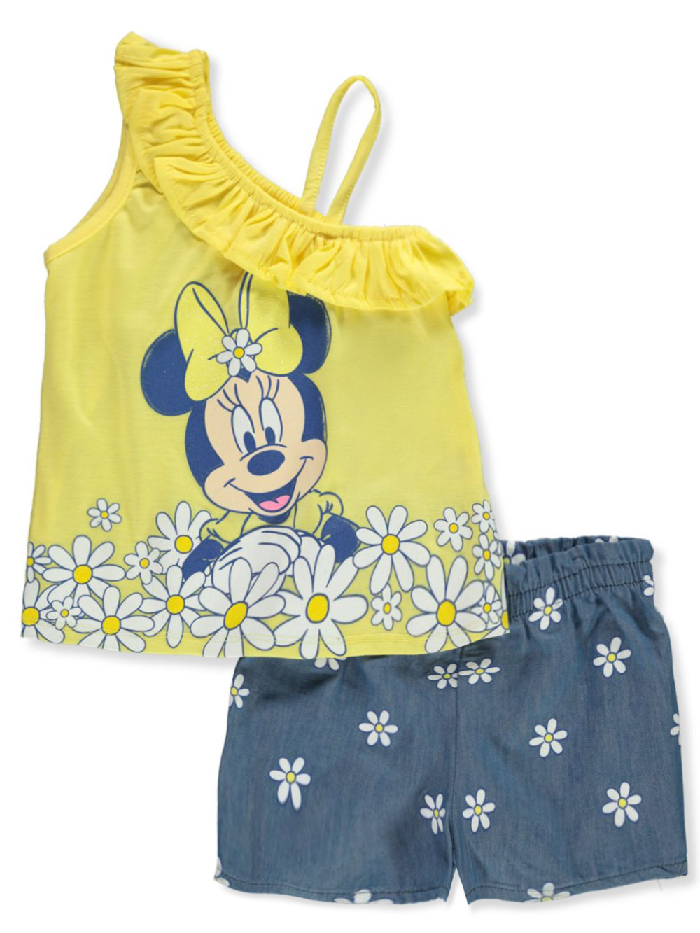 Disney Minnie Mouse Girls' 2-Piece Daisy Shorts Set Outfit - yellow/multi, 3t (Toddler) - image 1 of 3