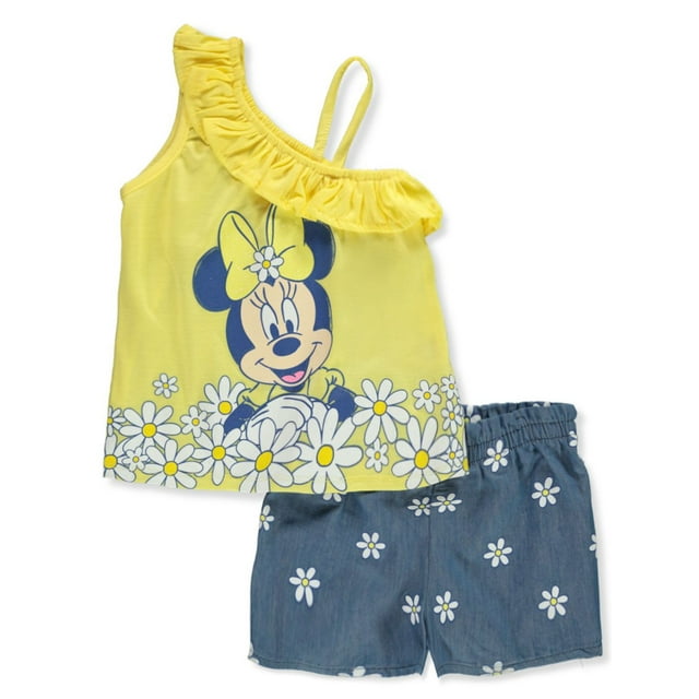 Disney Minnie Mouse Girls' 2-Piece Daisy Shorts Set Outfit - yellow/multi, 3t (Toddler)