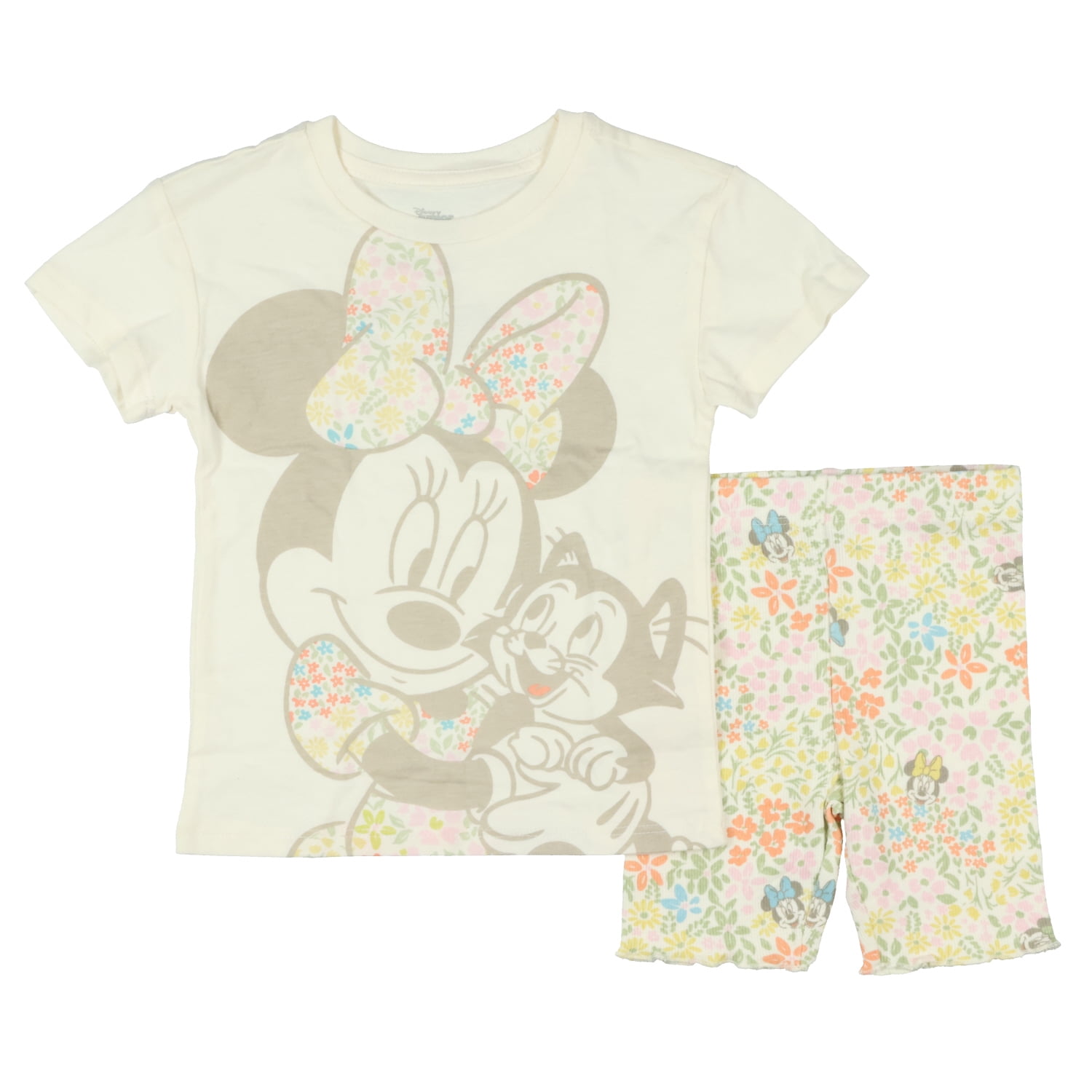 Disney Minnie Mouse Girls 2 Piece Outfit Minnie And Figaro Shirt and Short Set