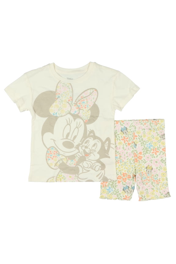 Disney Minnie Mouse Girls 2 Piece Outfit Minnie And Figaro Shirt and Short Set