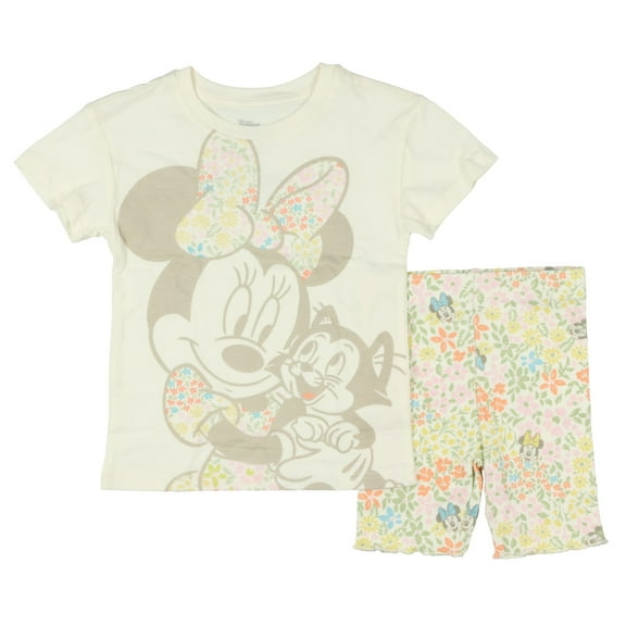 Disney Minnie Mouse Girls 2 Piece Outfit Minnie And Figaro Shirt and Short Set