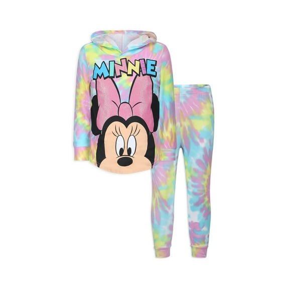 Disney Minnie Mouse Girls 2 Piece Tie Dye Hoodie and Pants Set for Toddlers and Infants