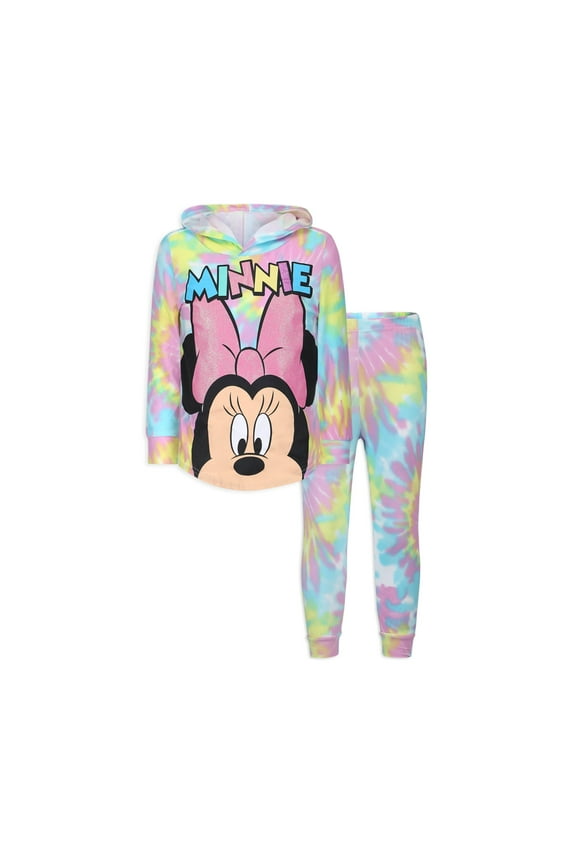 Disney Minnie Mouse Girls 2 Piece Tie Dye Hoodie and Pants Set for Toddlers and Infants