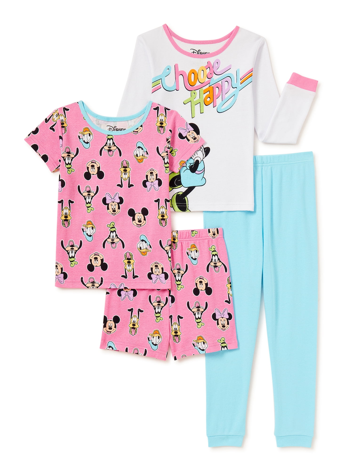 Disney Minnie Mouse Girls 4 Piece Pajama Set Sizes 4 10 Walmart