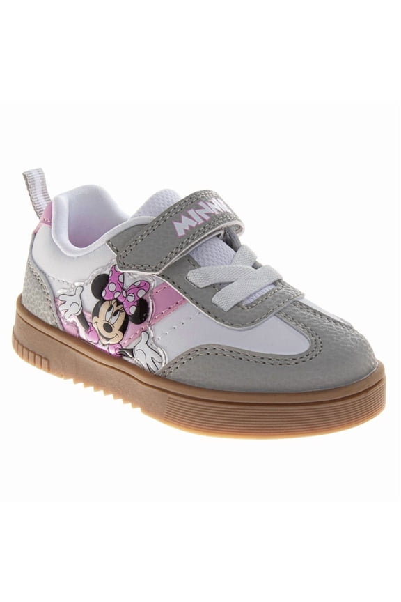 Minnie Mouse Girls Court Sneakers (Toddler Little Kids), Grey Pink White, Size: 10