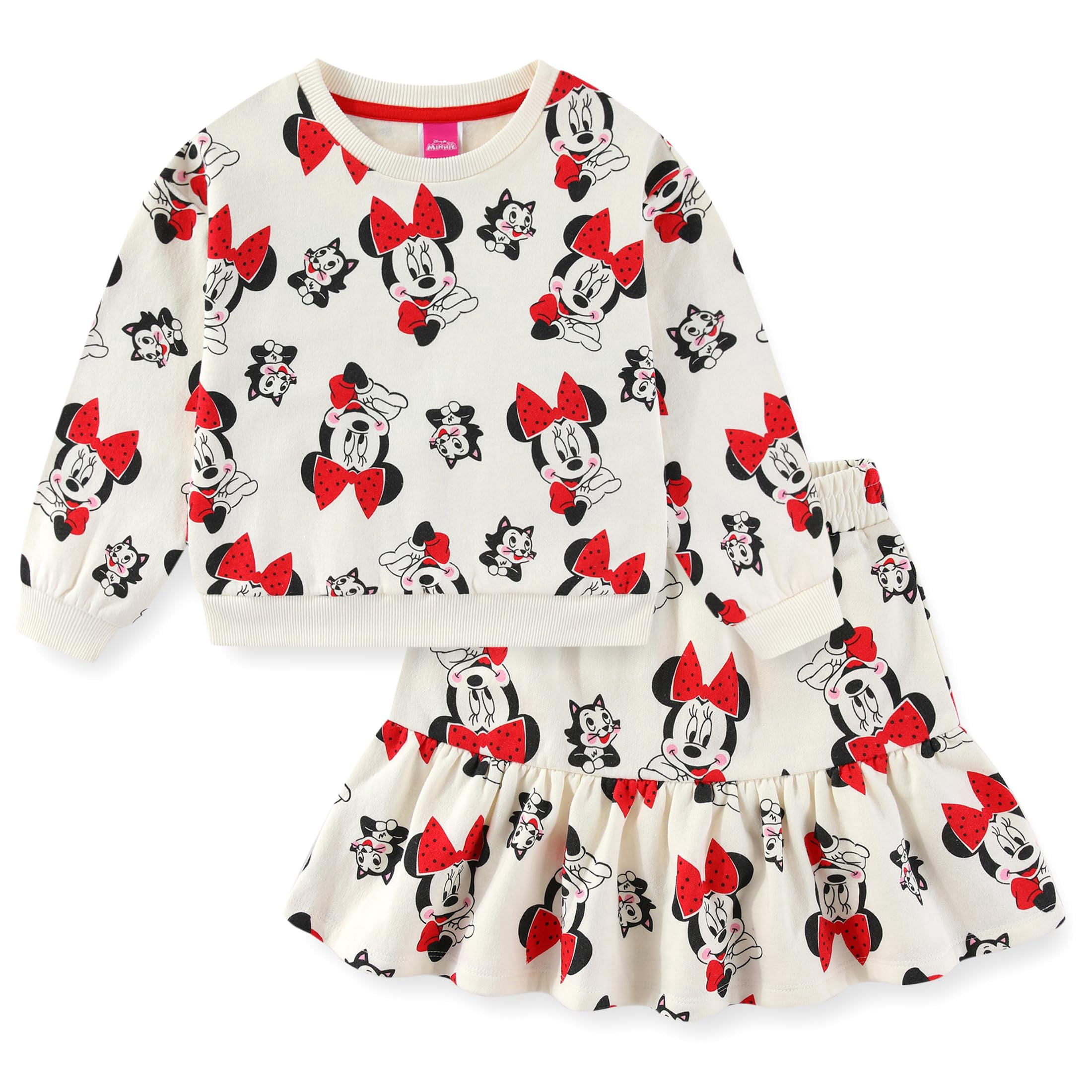 Disney Minnie Mouse Girls Fleece Sweatshirt and Skort Skirt