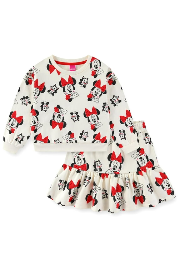 Minnie Mouse Girls Fleece Sweatshirt and Skort Skirt