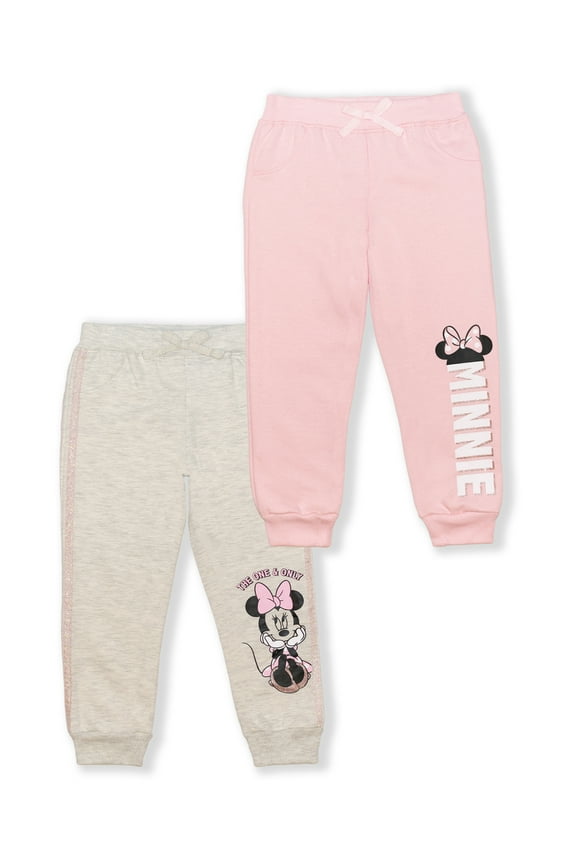 Minnie Mouse Girls Jogger Sweatpants, 2-pack, Sizes 4-6X