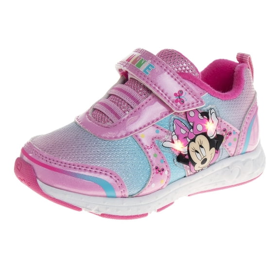 Disney Minnie Mouse Girls Light-Up Sneakers with Hook and Loop Closure (Toddler), Pink, Size: 6