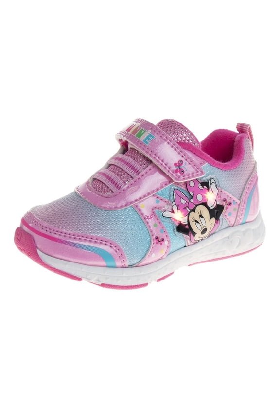 Minnie Mouse Girls Light-Up Sneakers with Hook and Loop Closure (Toddler), Pink, Size: 9