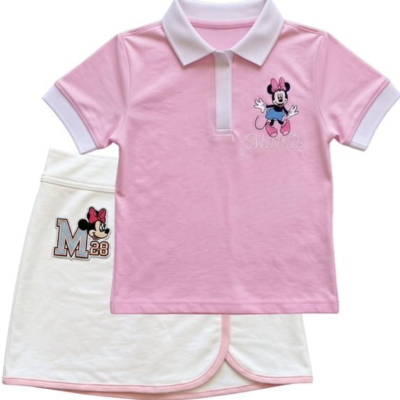 Disney Minnie Mouse Girls Polo Shirt & Skort Set 2-Piece Outfit Sizes 4-16
