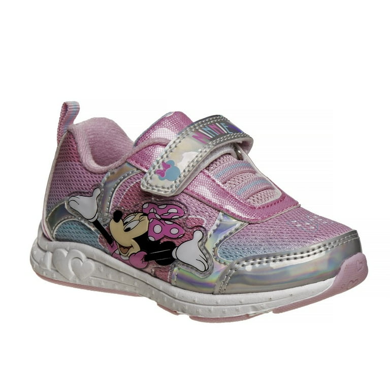 Disney Minnie Mouse Girls Sneakers w one white light Silver Pink Size 9