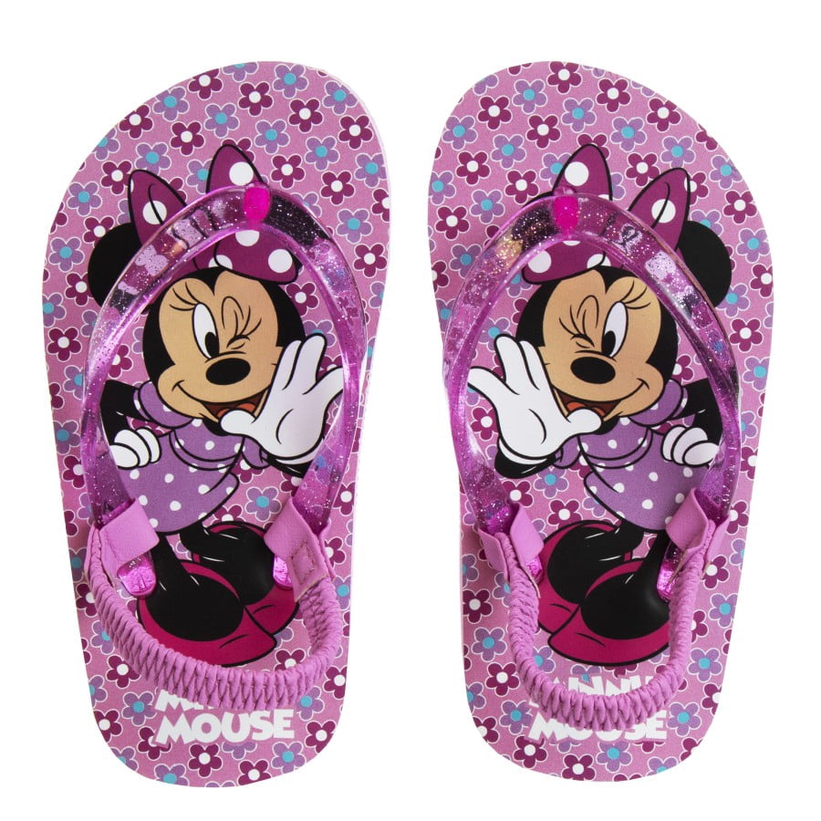 Disney Minnie Mouse Girls Toddler Flip Flops with Back Strap, Pink, Size: 7-8
