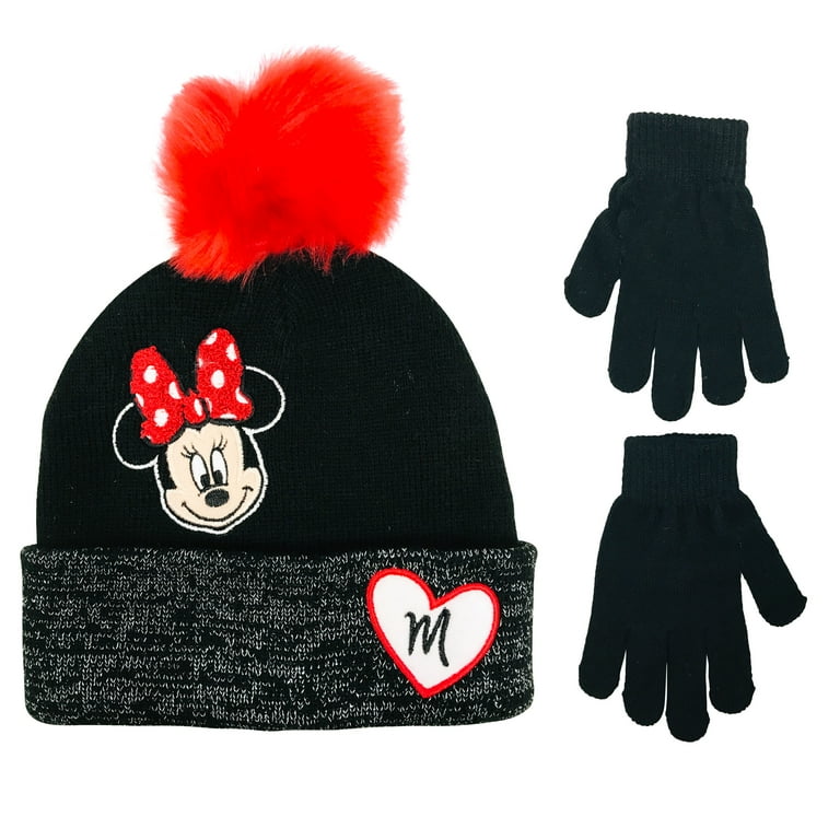 Disney Minnie Mouse Girls Winter Hat and Gloves Cold Weather Set