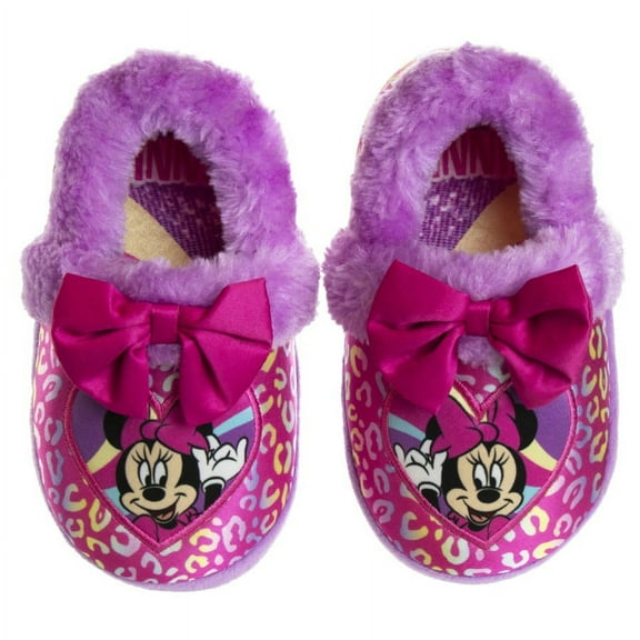 Disney Minnie Mouse Girls Slippers, Fuch Purp, 11, 12
