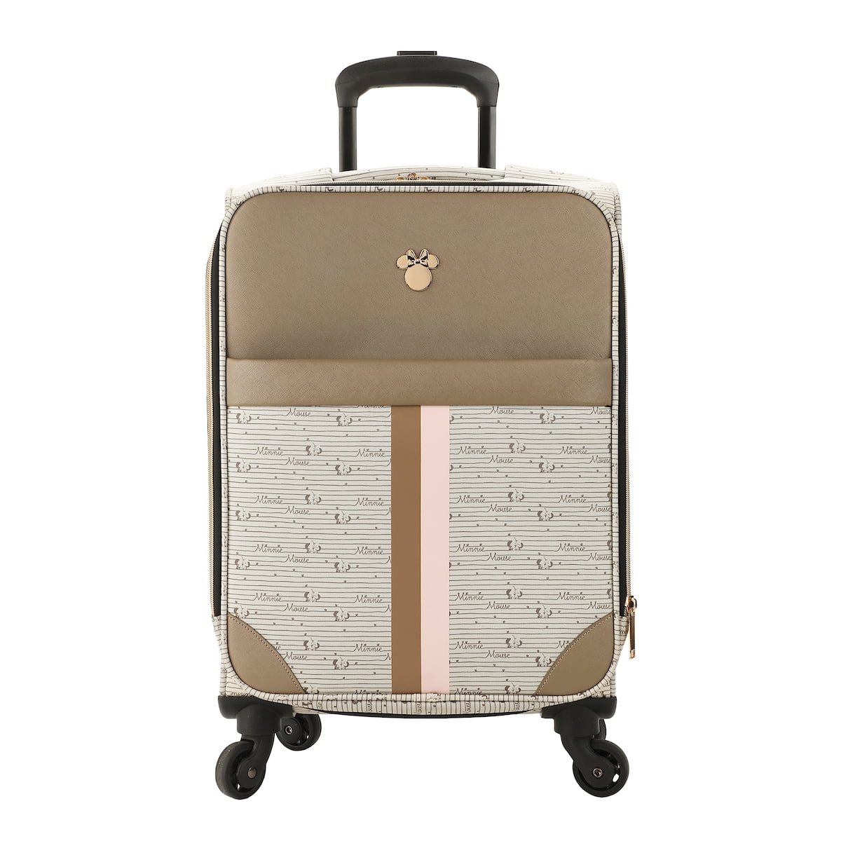 Disney Minnie Mouse Gold Character Ear Patch White & Brown 22" Rolling Luggage