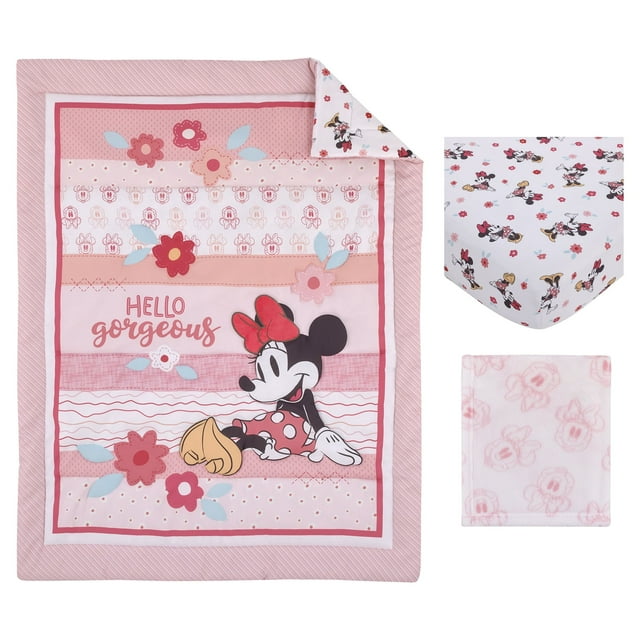 Disney Minnie Mouse 3Piece Crib Bedding Set, Pink , Comforter