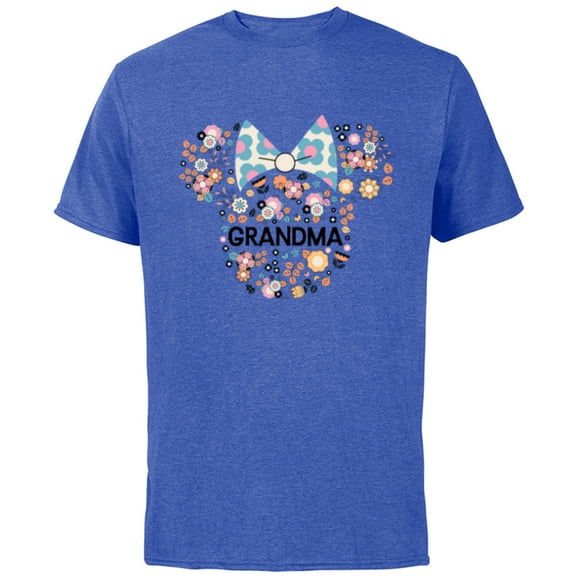 Disney Minnie Mouse Grandma Icon Flowers Mother’s Day - Short Sleeve Cotton T-Shirt for Adults - Customized-Royal Heather