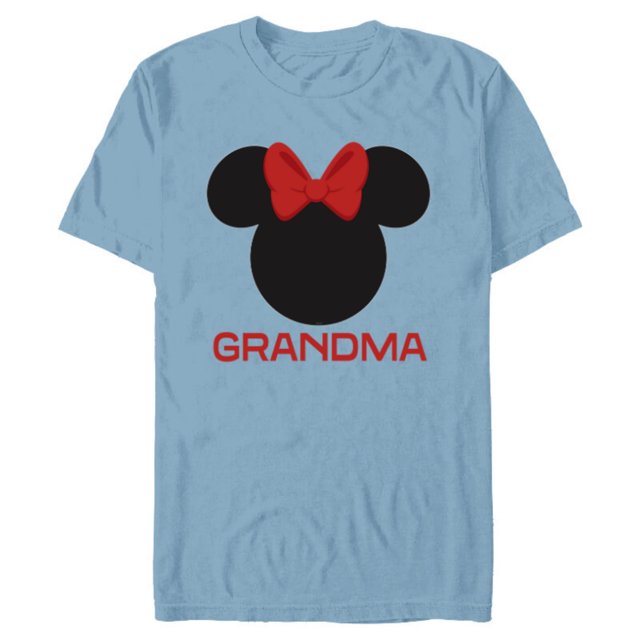 Disney Minnie Mouse Grandma Red Bow Family Mother’s Day - Short Sleeve Blended T-Shirt for Adults - Customized-Ocean Blue