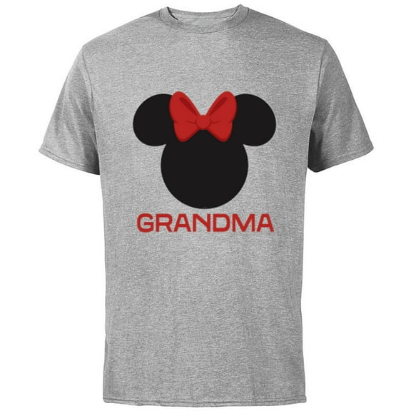 Disney Minnie Mouse Grandma Red Bow Family Mother’s Day - Short Sleeve Cotton T-Shirt for Adults - Customized-Athletic Heather